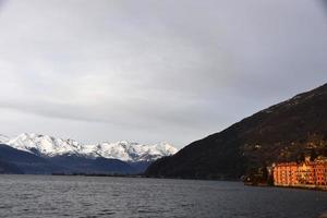 bellano como lake in winter photo