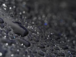 rain drops on blue metal close up macro photo