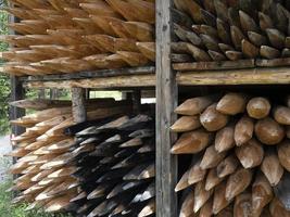 Pointed wood logs pattern photo