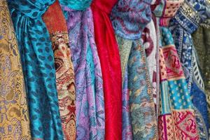 silk pashmina at the market photo