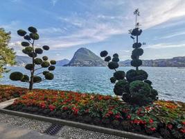 Lugano view cityscape from the lake photo