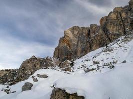 Fanes mountain dolomites in winter panorama photo