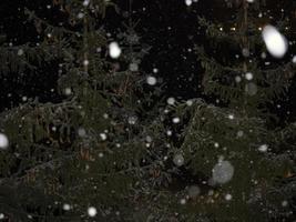 snowing at night in dolomites mountains photo