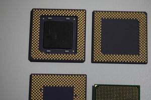 CPU computer gold contacts detail photo