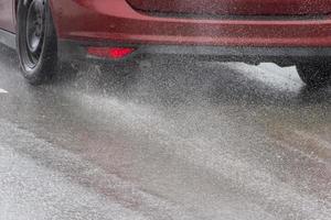 winter snow tire of car detail photo