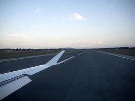 Airplane open flaps while landing photo