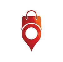 Map Pin Location with Shopping Bag Logo Design. Pin Point Shop And Shopping Logo Design Element vector