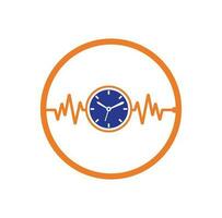 Pulse Time Logo Template Design Vector. Heart beat and time logo design icon. vector