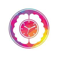 plantilla de logotipo de vector de tiempo cerebral. este diseño utiliza el símbolo del reloj. elemento de diseño de logotipo de icono de cerebro de tiempo