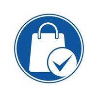 Shopping bag check logo icon. Check Shopping Logo Template, Icon, Symbol - Vector