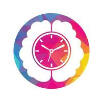 plantilla de logotipo de vector de tiempo cerebral. este diseño utiliza el símbolo del reloj. elemento de diseño de logotipo de icono de cerebro de tiempo