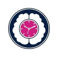 Brain time vector logo template. This design use clock symbol. Time Brain Icon Logo Design Element