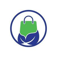 plantilla de icono de diseño de logotipo de bolsa de hoja. icono de vector de logotipo de reciclaje de hojas de bolsa. ilustración de plantilla de logotipo de bolsa de compras orgánica de hoja verde ecológica