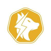 Thunder wolf logo design. Power, Wild animal and Energy logo concept icon vector. vector