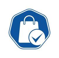 Shopping bag check logo icon. Check Shopping Logo Template, Icon, Symbol - Vector