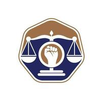 Law fist logo design icon. Justice Scales in Hand logo template design. Revolution justice logo concept. vector