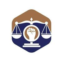 Law fist logo design icon. Justice Scales in Hand logo template design. Revolution justice logo concept. vector