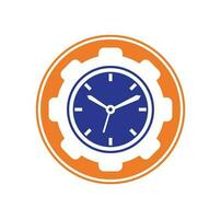 Service time vector logo design. Gear and analog clock icon vector design.