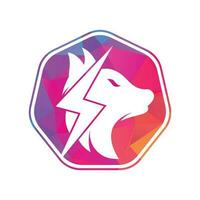 Thunder wolf logo design. Power, Wild animal and Energy logo concept icon vector. vector