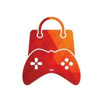 Game shop vector logo. design. Shopping bag combination joystick icon vector design.