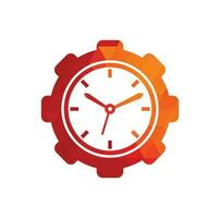 Service time vector logo design. Gear and analog clock icon vector design.