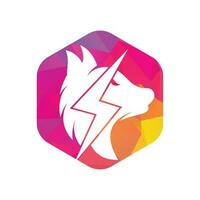 Thunder wolf logo design. Power, Wild animal and Energy logo concept icon vector. vector