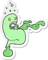 sticker of a cartoon ghost in bottle vector