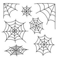 Spider's web vector doodle set. Hand drawn different kinds of spider web isolated