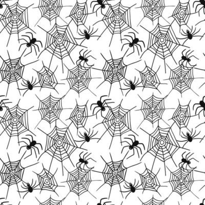 Spider and  spiderweb seamless pattern. Halloween background