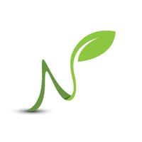 Initial letter n natural leaf logo vector