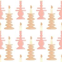 Seamless pattern background with handmade scented soy and coconut wax candles in scandinavian folk hygge style vector