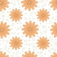 Seamless pattern with yellow calendula in flat style isolated on white background vector