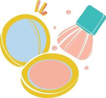 Face powder with a brush. Beautiful close-up for decorative design. vector