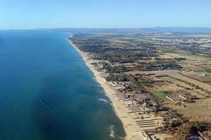 Catania beaches aerial view from airplane photo