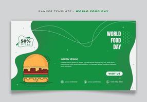 plantilla de banner en diseño de paisaje con fondo abstracto verde blanco para el diseño del día mundial de la alimentación vector