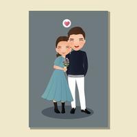 Cute couple cartoon character for Love valentines day concept vector