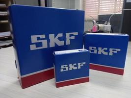 Medan, Indonesia - January 20, 2022. SKF Bearings on table for product photo purposes