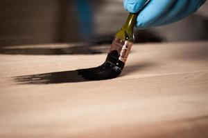 Close up of  carpenter tools on the table in wokshop, woodworking tools photo