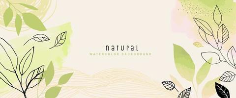 Natural watercolor vector background for graphic and web design, business presentation, marketing. Hand drawn illustration for natural and organic products, beauty and fashion, cosmetics and wellness.