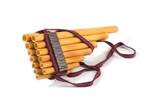 Pan flute on a white background photo