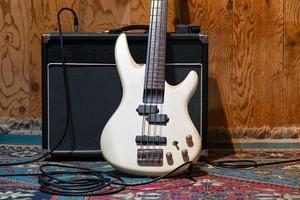 Electric bass amplifier leaned photo