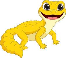 dibujos animados lindo gecko amarillo sobre fondo blanco vector