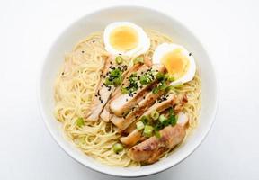 Miso Ramen with egg and pork, homemade Japanese food photo