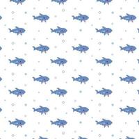 pattern with cute shark vector pixel art