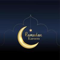 Islamic ramadan kareem banner background with crescent pattern moon star mosque lantern. vector
