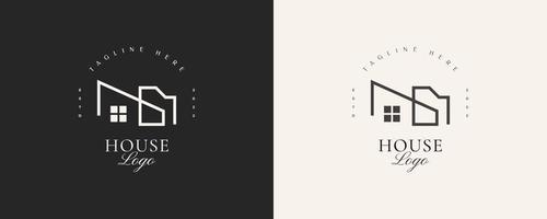 Minimalist Real Estate Logo Design with Linear Style. Simple and Minimal House Logo vector