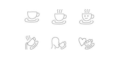 sets of handdrawn style coffee icon vector