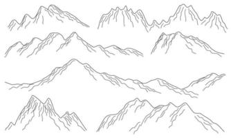 dibujo lineal de montaña, fondo blanco y negro de montaña vector