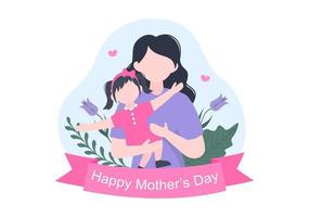 Happy Mother Day Flat Design Illustration. Mother Holding Baby or with Their Children Which is Commemorated on December 22 for Greeting Card or Poster vector