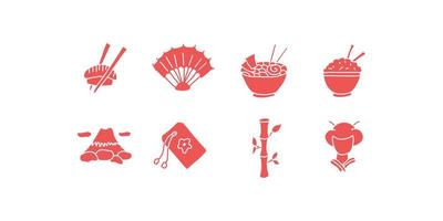 conjunto de iconos de japón de estilo dibujado a mano vector